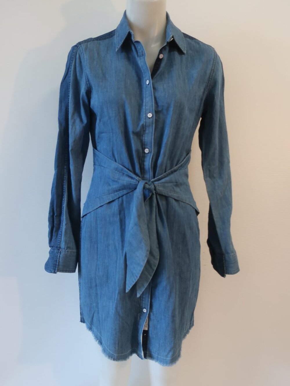 Women Rag & Bone Sadie Indigo Blue (Item-318) Cotton Silk Destroy Shirt Dress S - Picture 8 of 11